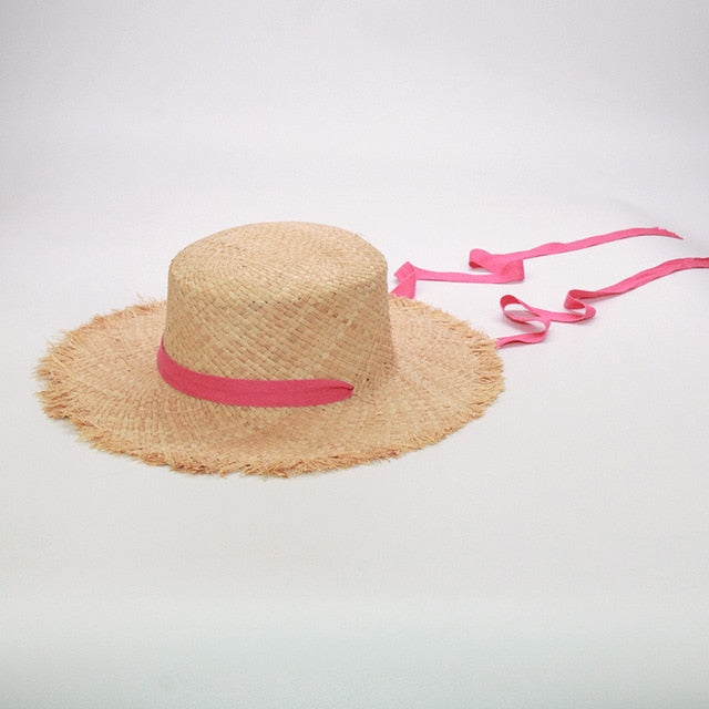 Boho Hat, Kid Hat, Sun Hat, Wide Brim Straw Hat, Little Girl Hat, Mia White Ribbon