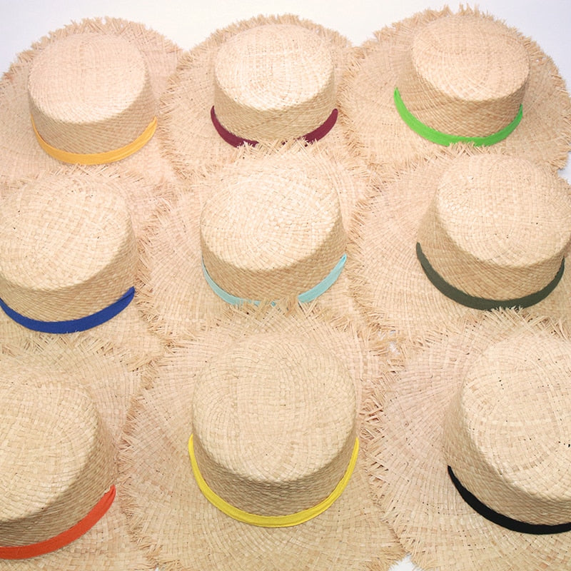 Boho Hat, Kid Hat, Sun Hat, Wide Brim Straw Hat, Little Girl Hat, Mia White Ribbon
