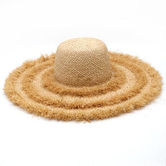 Boho Hat, Sun Hat, Beach Hat, Fringed Raffia Hat, Wide Brim Hat, 3 Layers