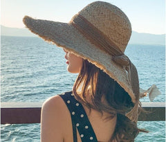 Boho Hat, Sun Hat, Beach Hat, Raffia Hat, Fringed Wide Brim Hat, Coffee Bow
