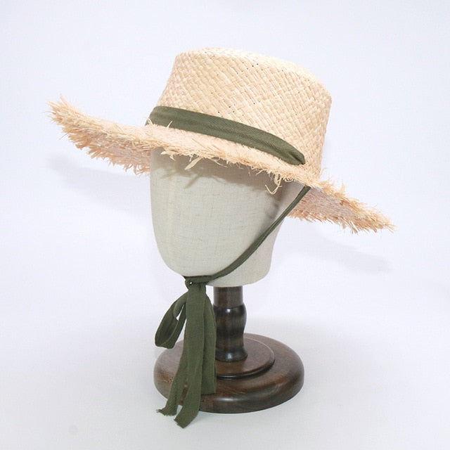 Boho Hat, Kid Hat, Sun Hat, Wide Brim Straw Hat, Little Girl  Hat, Ava White Ribbon