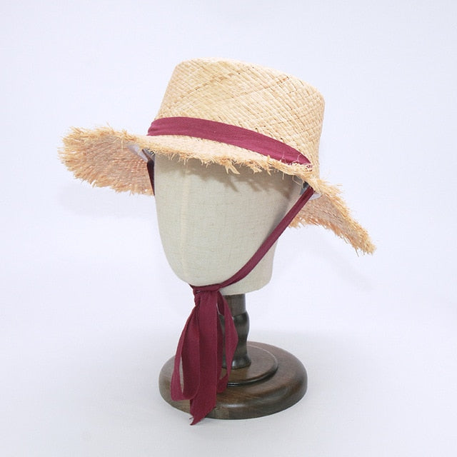 Boho Hat, Kid Hat, Sun Hat, Wide Brim Straw Hat, Little Girl  Hat, Ava White Ribbon
