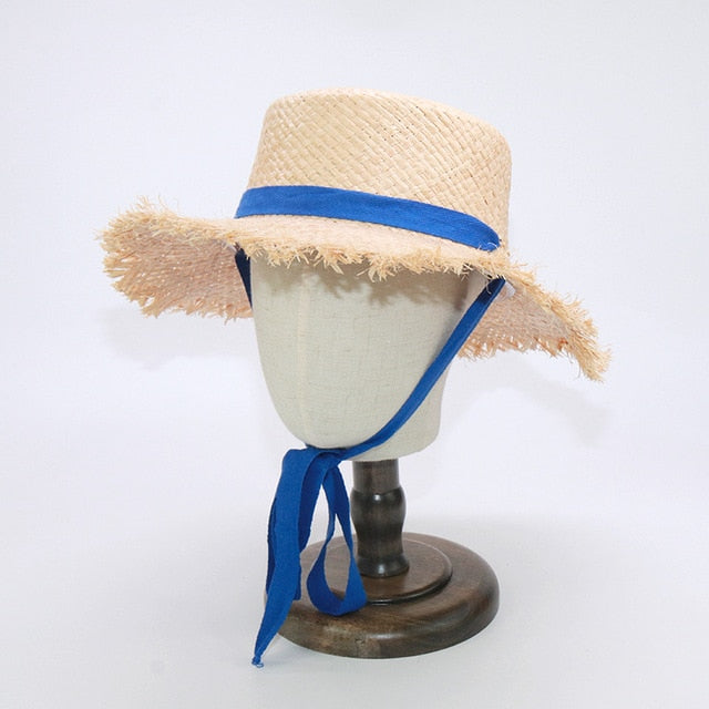 Boho Hat, Kid Hat, Sun Hat, Wide Brim Straw Hat, Little Girl  Hat, Ava White Ribbon