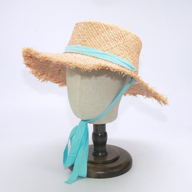 Boho Hat, Kid Hat, Sun Hat, Wide Brim Straw Hat, Little Girl  Hat, Ava White Ribbon