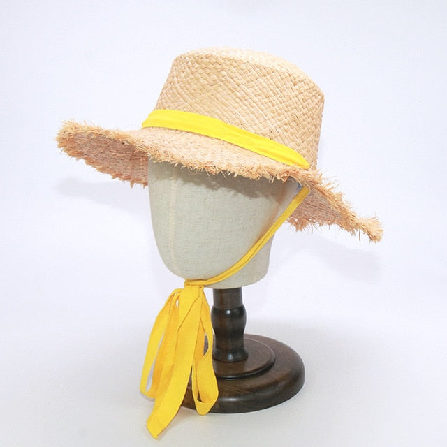 Boho Hat, Kid Hat, Sun Hat, Wide Brim Straw Hat, Little Girl  Hat, Ava White Ribbon