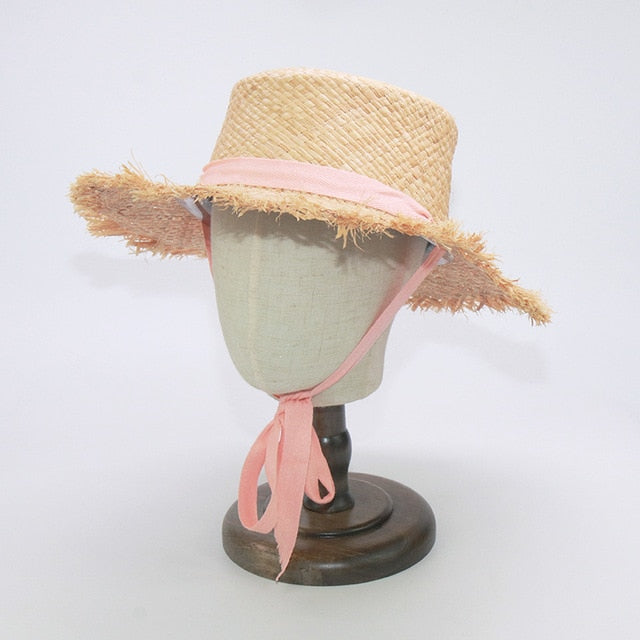 Boho Hat, Kid Hat, Sun Hat, Wide Brim Straw Hat, Little Girl  Hat, Ava White Ribbon