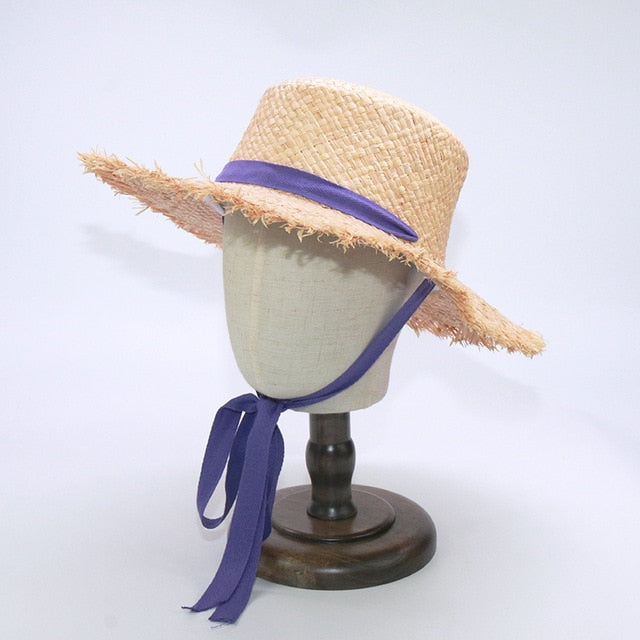 Boho Hat, Kid Hat, Sun Hat, Wide Brim Straw Hat, Little Girl  Hat, Ava White Ribbon