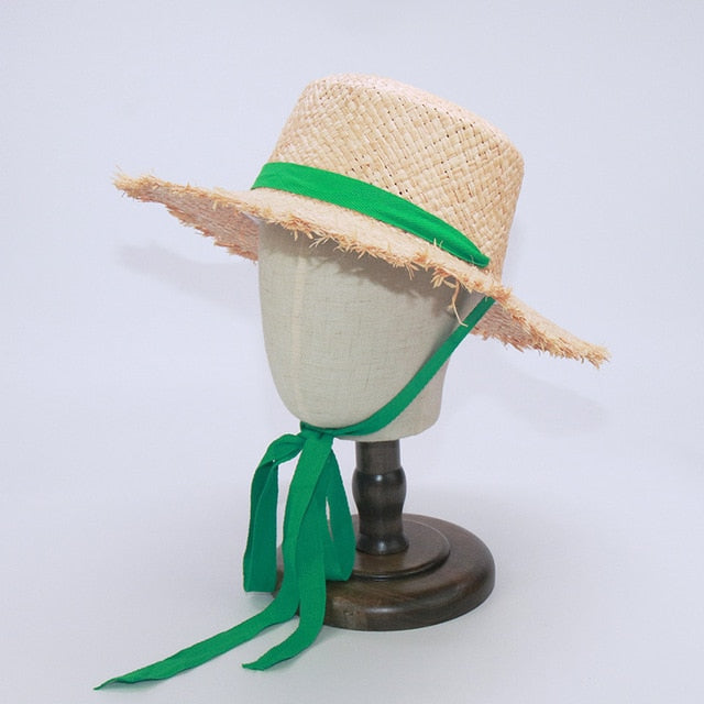 Boho Hat, Kid Hat, Sun Hat, Wide Brim Straw Hat, Little Girl  Hat, Ava White Ribbon