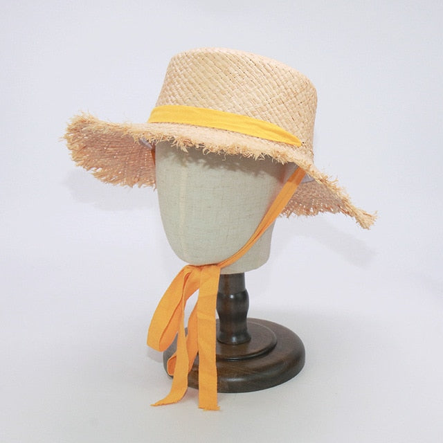 Boho Hat, Kid Hat, Sun Hat, Wide Brim Straw Hat, Little Girl  Hat, Ava White Ribbon