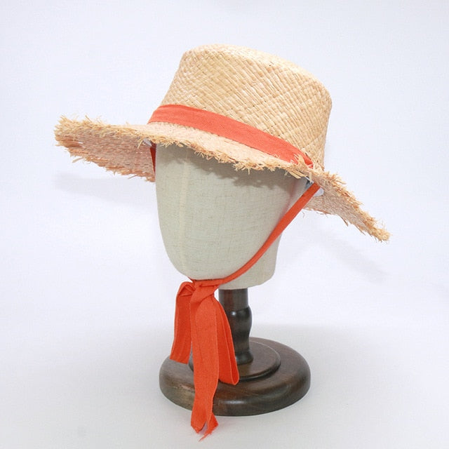 Boho Hat, Kid Hat, Sun Hat, Wide Brim Straw Hat, Little Girl  Hat, Ava White Ribbon