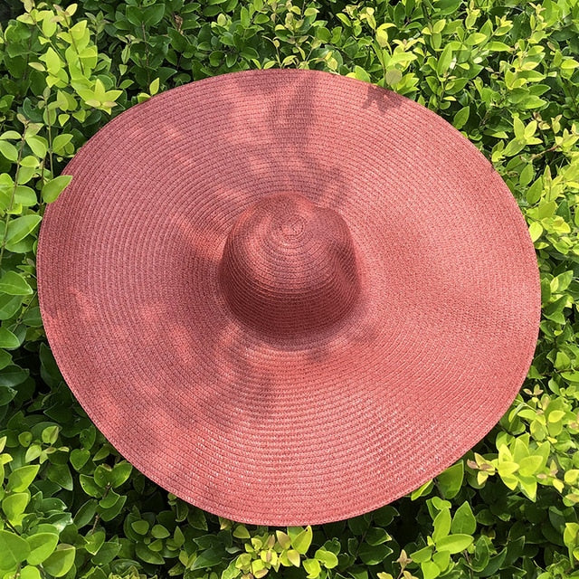 Boho Hat, Sun Hat, Beach Hat, Extra Large Wide Brim, Straw Hat, Orange, Pink, Black, White, and more 18 colors (Soft, 25 cm)
