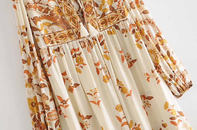 Gown Dress, Boho Maxi Dress, Loose Dress, Dusty Rosewood in Pink Orose and Gold