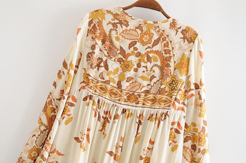 Gown Dress, Boho Maxi Dress, Loose Dress, Dusty Rosewood in Pink Orose and Gold