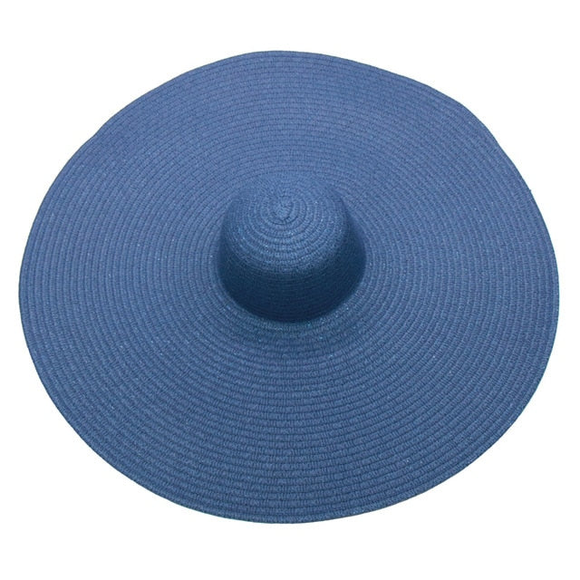 Boho Hat, Sun Hat, Beach Hat, Extra Large Wide Brim, Straw Hat, Black, White, Blue, Navy and more 19 colors (Soft, 25 cm)