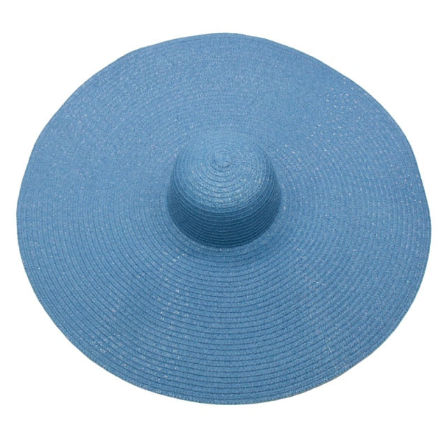 Boho Hat, Sun Hat, Beach Hat, Extra Large Wide Brim, Straw Hat, Black, White, Blue, Navy and more 19 colors (Soft, 25 cm)