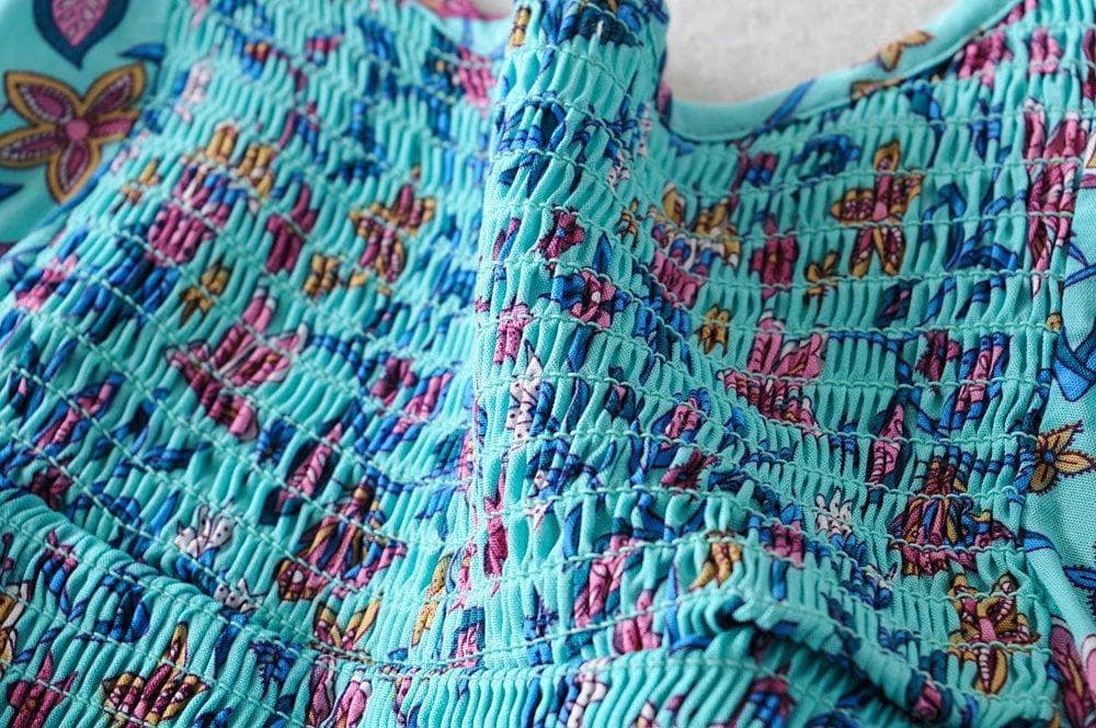 Boho Two Piece Set, Two Piece Pants Set, Wild Floral Daisy Blue