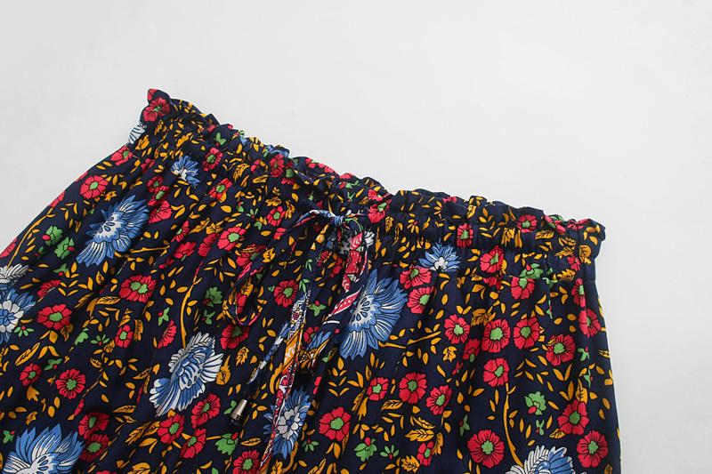 Boho Skirt, Hippie Skirts, Midi Skirt, Wild Flower in Red and Navy