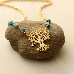 Boho Necklace, Amazonite Tree of Life