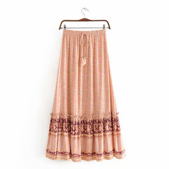Boho Skirt, Hippie Skirts, Maxi Skirt, Pink Melon Pink Peacock