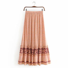 Boho Skirt, Hippie Skirts, Maxi Skirt, Pink Melon Pink Peacock