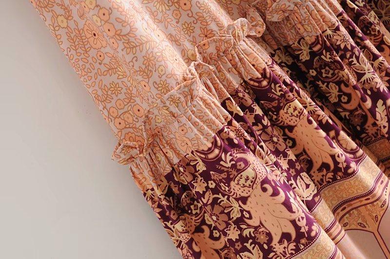 Boho Skirt, Hippie Skirts, Maxi Skirt, Pink Melon Pink Peacock