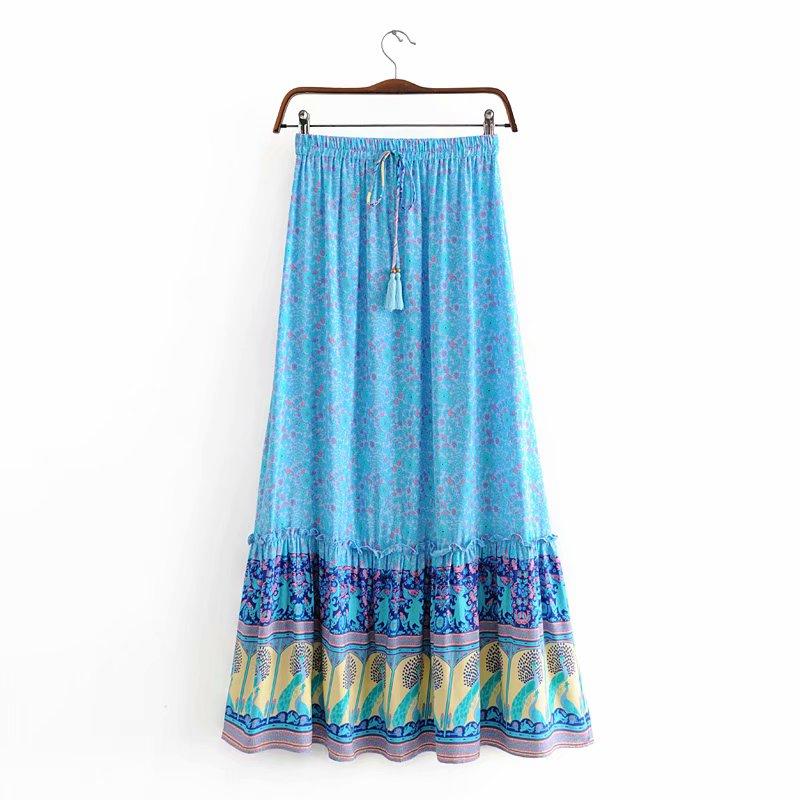 Boho Skirt, Hippie Skirts, Maxi Skirt, Blue Peacock