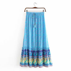 Boho Skirt, Hippie Skirts, Maxi Skirt, Blue Peacock