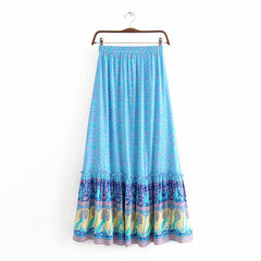 Boho Skirt, Hippie Skirts, Maxi Skirt, Blue Peacock