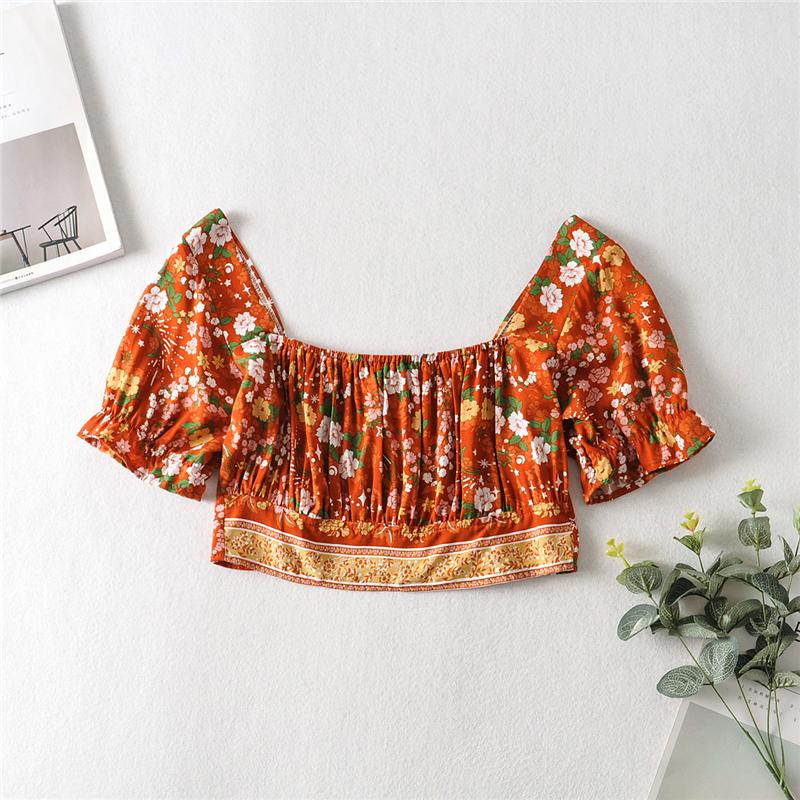 Boho Two Piece Set, Two Piece Pants Set, Wild Floral in Sienna Brown