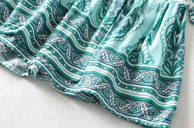 Boho Mini Dress Sundress, Wrap dress, Wild Floral Fresh Green Mint