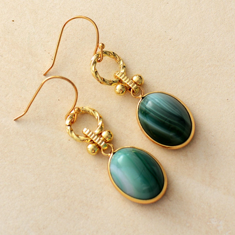 Boho Earrings, Dangle Earrings,  Green Onyx