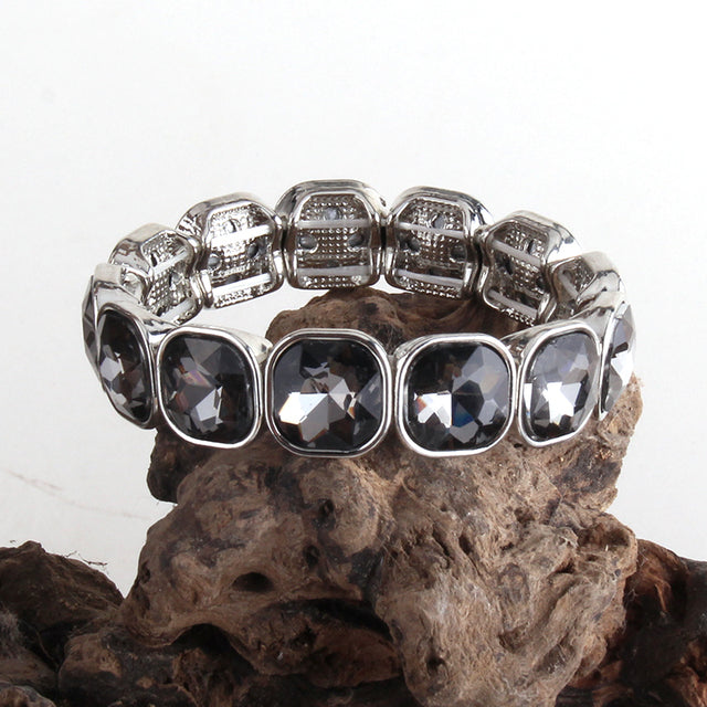 Boho Bracelet, RH Armbander Bracelet, Silver Crystal