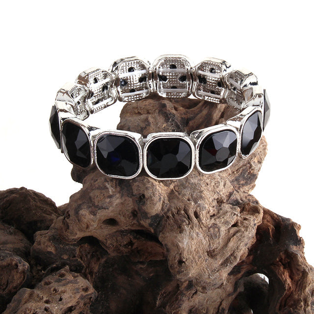 Boho Bracelet, RH Armbander Bracelet, Silver Crystal