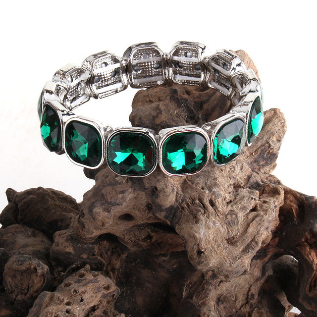 Boho Bracelet, RH Armbander Bracelet, Silver Crystal