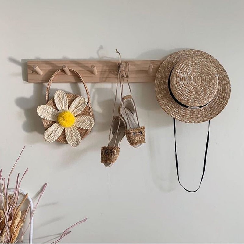 Boho Bag, Woven Straw Bag, Girl Bag, Rattan Bag, Yellow Daisy