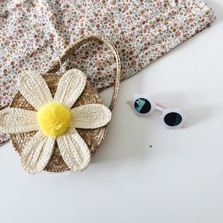 Boho Bag, Woven Straw Bag, Girl Bag, Rattan Bag, Yellow Daisy