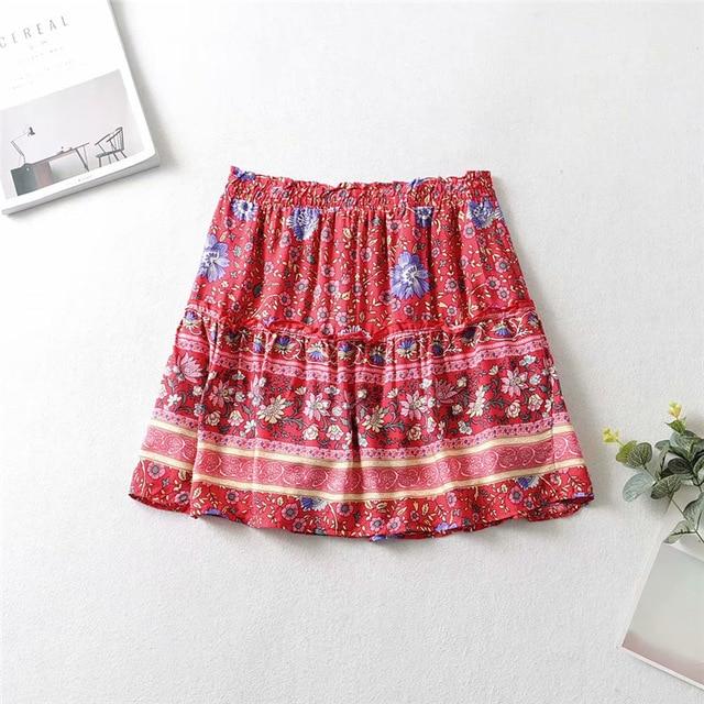 Boho Two Piece Set, Two Piece Skirt Set, Wild Floral in Red