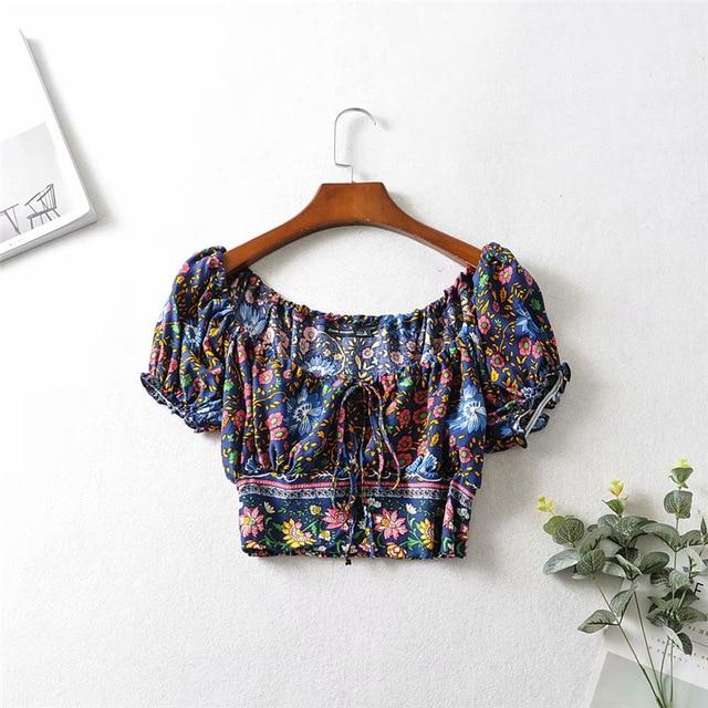 Boho Two Piece Set, Two Piece Skirt Set, Wild Floral in Navy