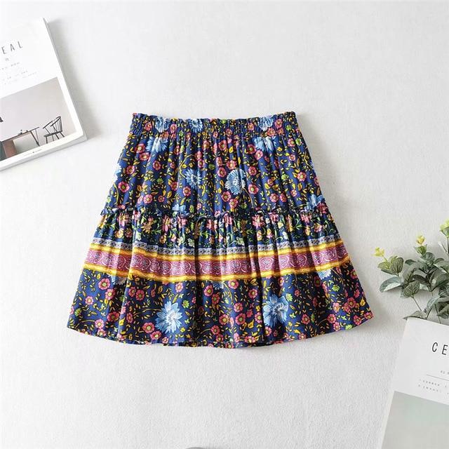 Boho Two Piece Set, Two Piece Skirt Set, Wild Floral in Navy