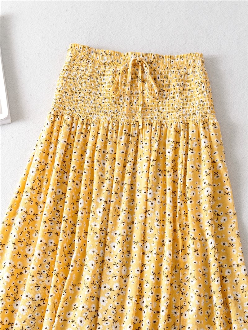 Boho Two Piece Set, Two Piece Pants Set, Wild Floral Daisy Saffron