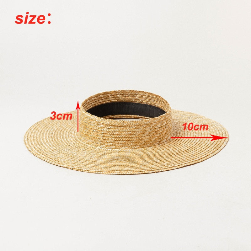 Boho Hat, Sun Hat, Beach Hat, Wide Brim Straw Hat 10 cm, Shade Visor Beige