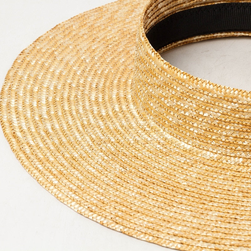 Boho Hat, Sun Hat, Beach Hat, Wide Brim Straw Hat 10 cm, Shade Visor Beige