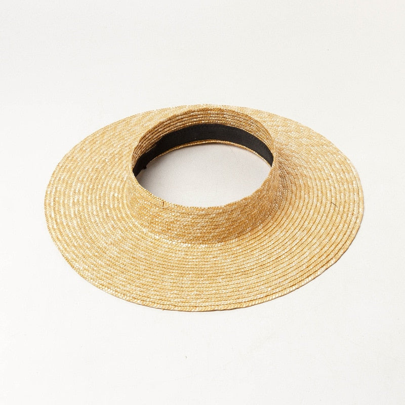 Boho Hat, Sun Hat, Beach Hat, Wide Brim Straw Hat 10 cm, Shade Visor Beige