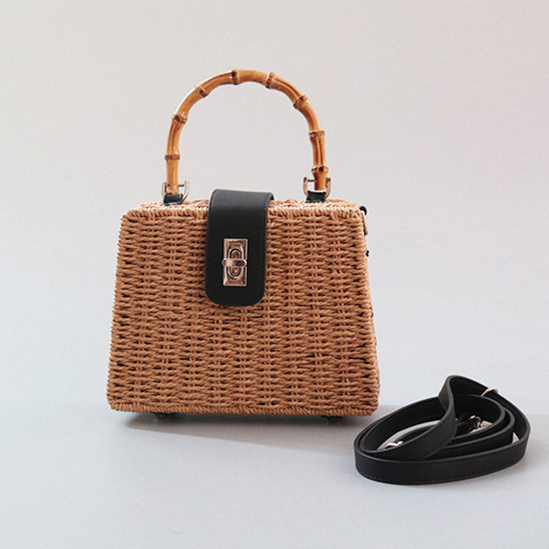 Boho Bag, Woven Straw Handbag, Rattan Maya Bamboo
