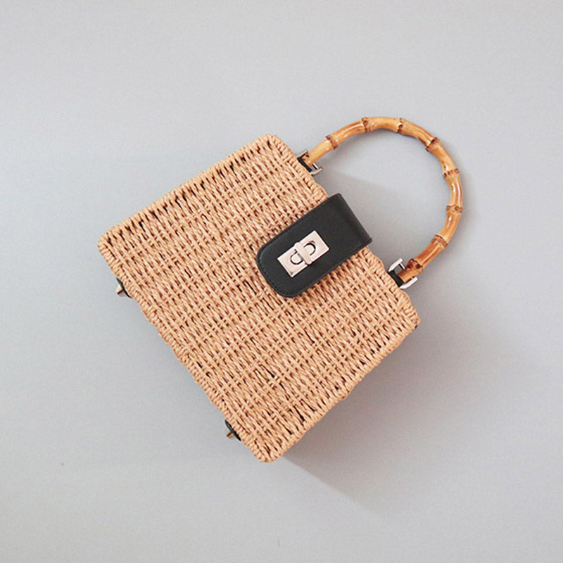Boho Bag, Woven Straw Handbag, Rattan Maya Bamboo
