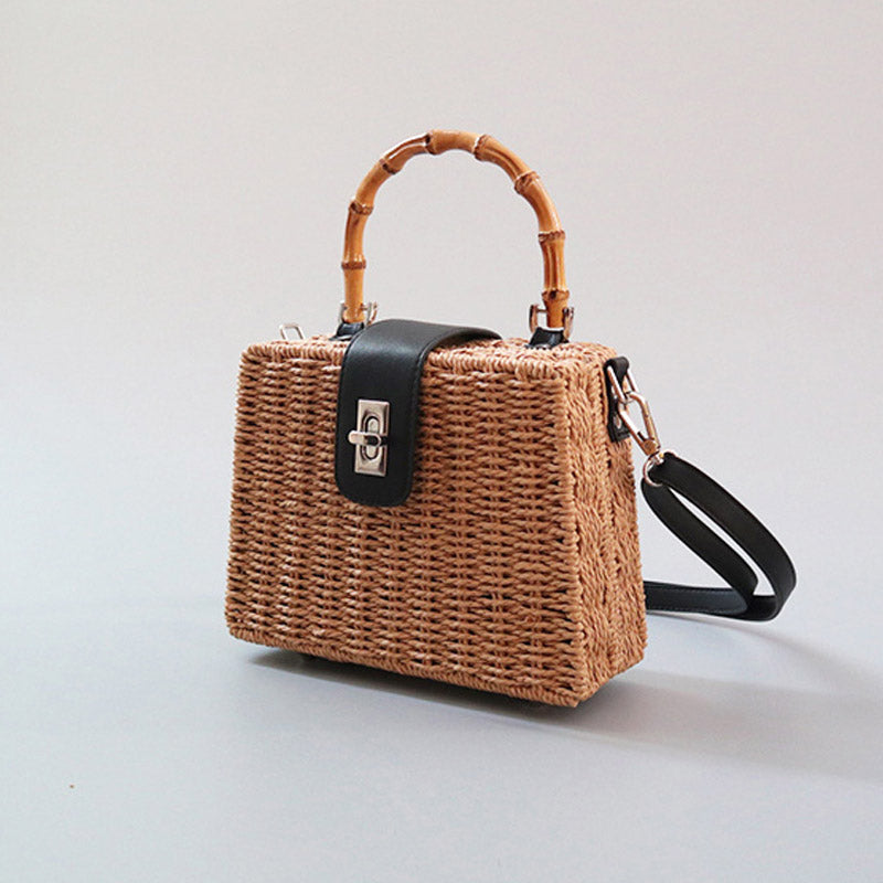 Boho Bag, Woven Straw Handbag, Rattan Maya Bamboo