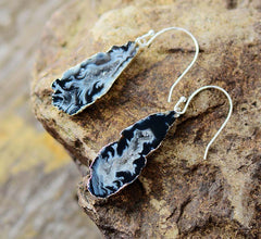 Boho Earrings, Dangle Earrings, Black Druzy