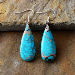Boho Earrings, Dangle Earrings, Blue Imperial Jasper