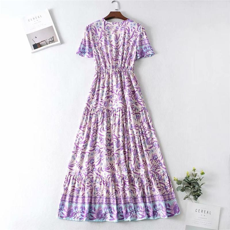 Boho Maxi Dress, Sundress, Wild Floral in Purple Lavender