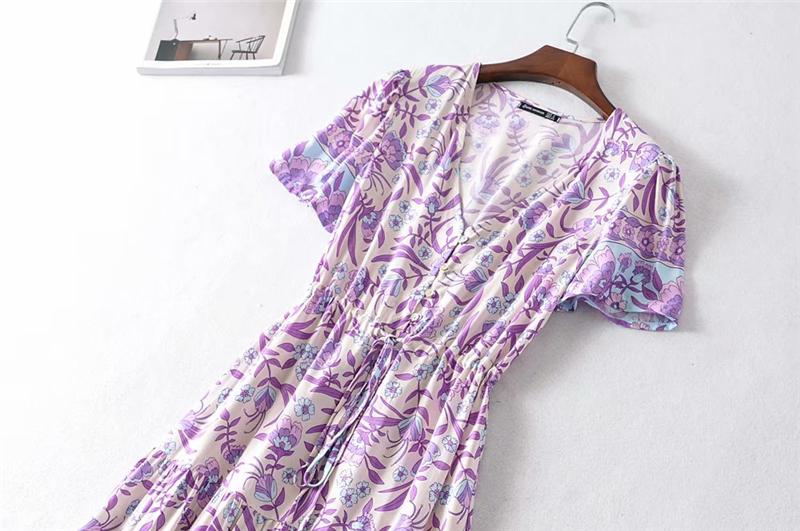 Boho Maxi Dress, Sundress, Wild Floral in Purple Lavender